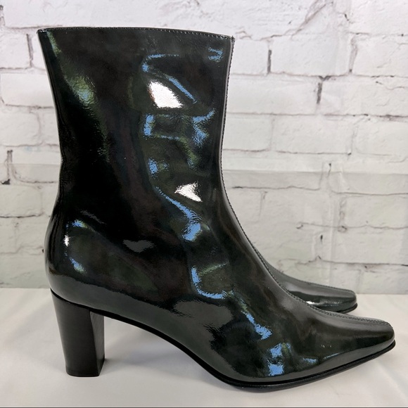 Aquatalia Shoes - Aquatalia by Marvin K. Patent Leather Grey Heeled Boots Booties Italy Size 7